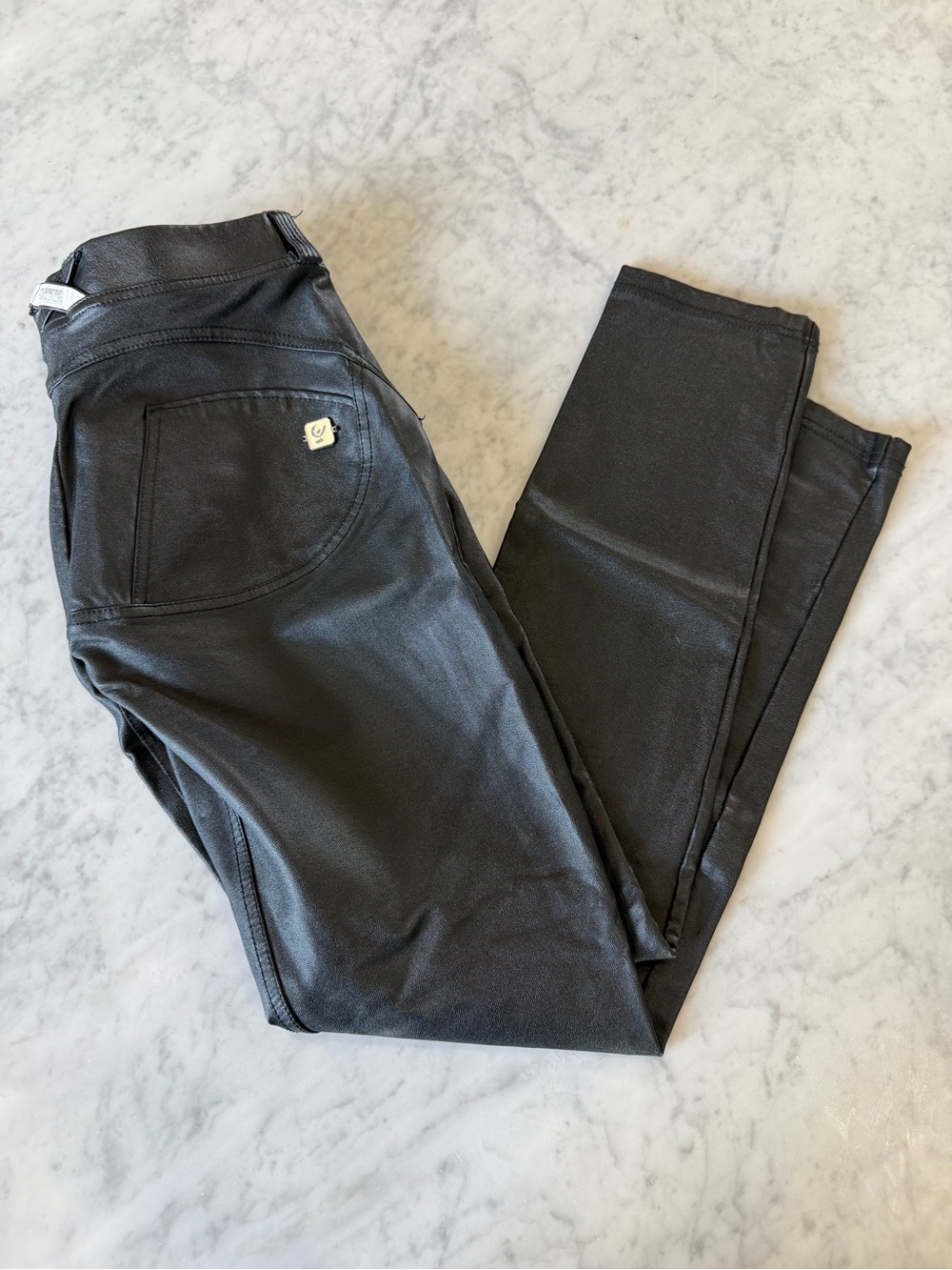 FREDDY WR.UP Coated Faux Leather Shaping Pants Black Skinny Leggings Large